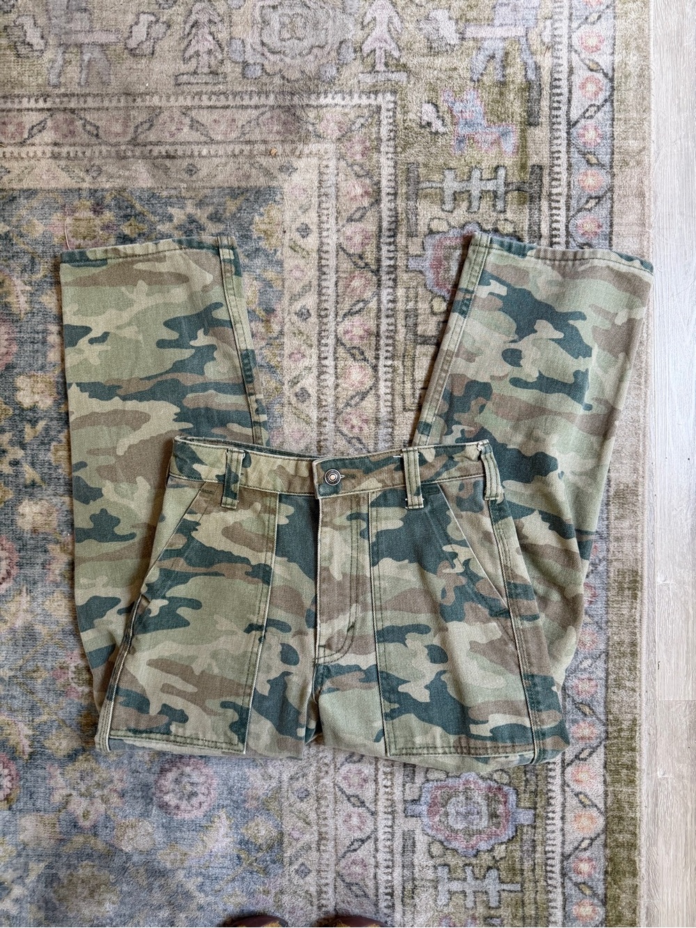 Free People Camo Utility Pants in Olive and Khaki